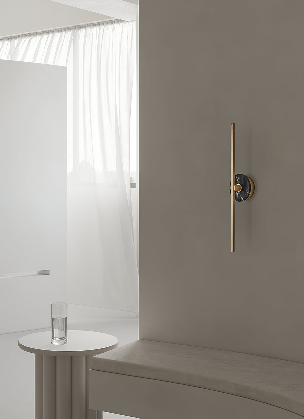 Zylaro Stone Wall Light – Brushed Brass & Marble LED Sconce