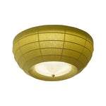 Thalina Fabric Ceiling Light in Olive Green – Modern Flush Mount LED