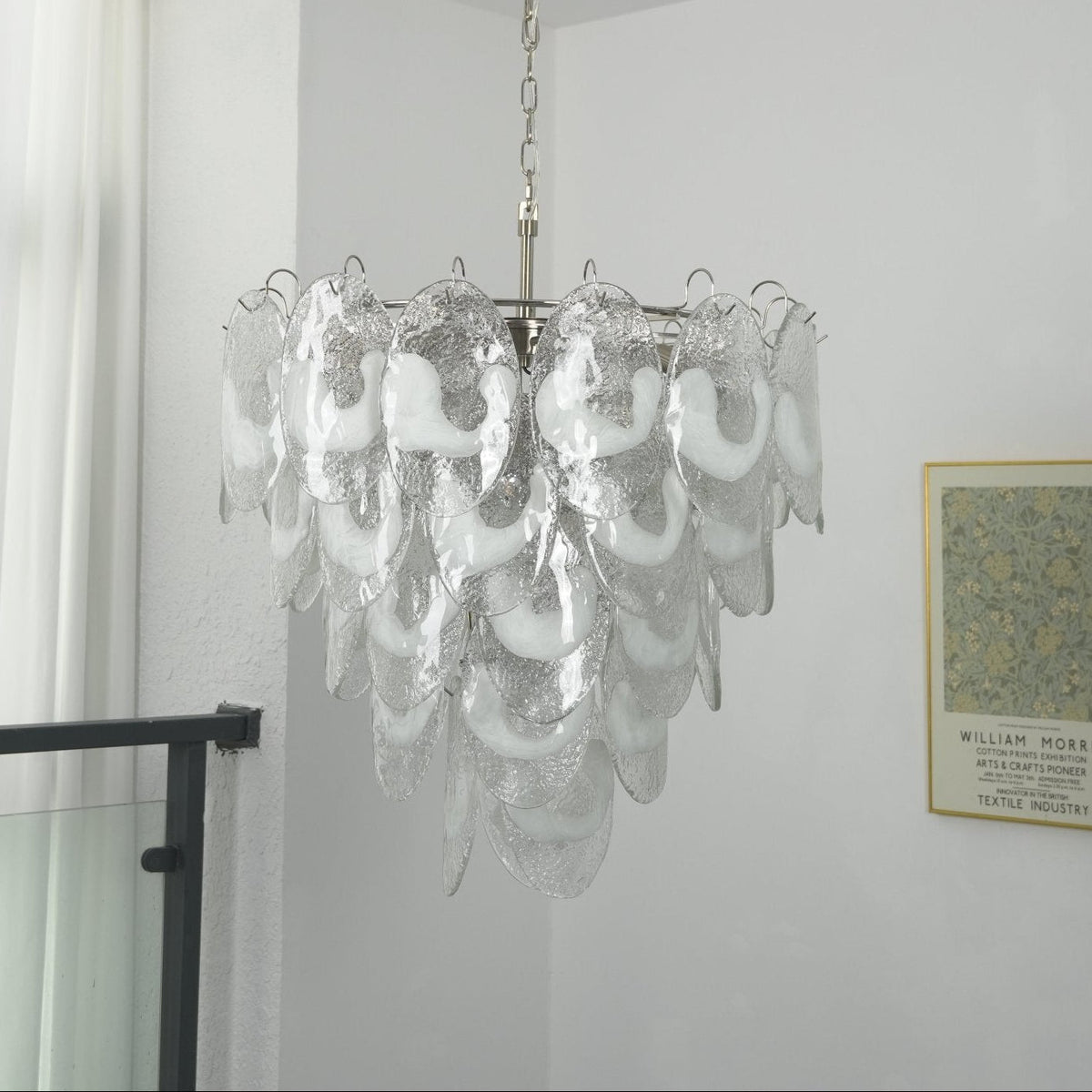 Frostelle Glass Chandelier – Hand-Cast Murano Style Pendant for Dining & Living Rooms