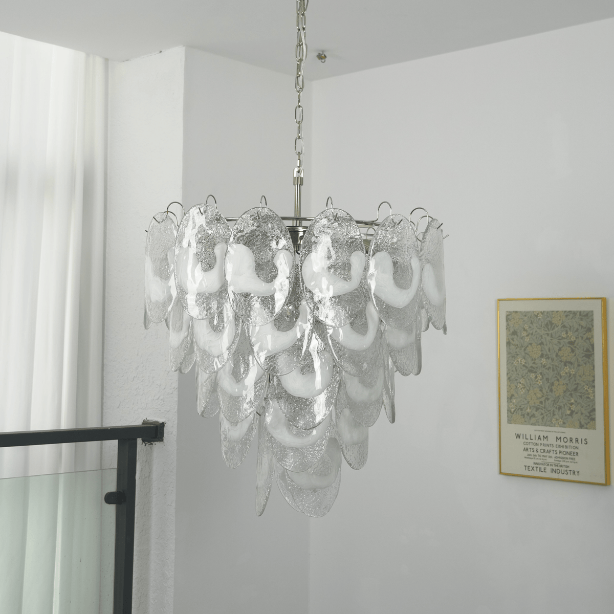 Frostelle Glass Chandelier – Hand-Cast Murano Style Pendant for Dining & Living Rooms