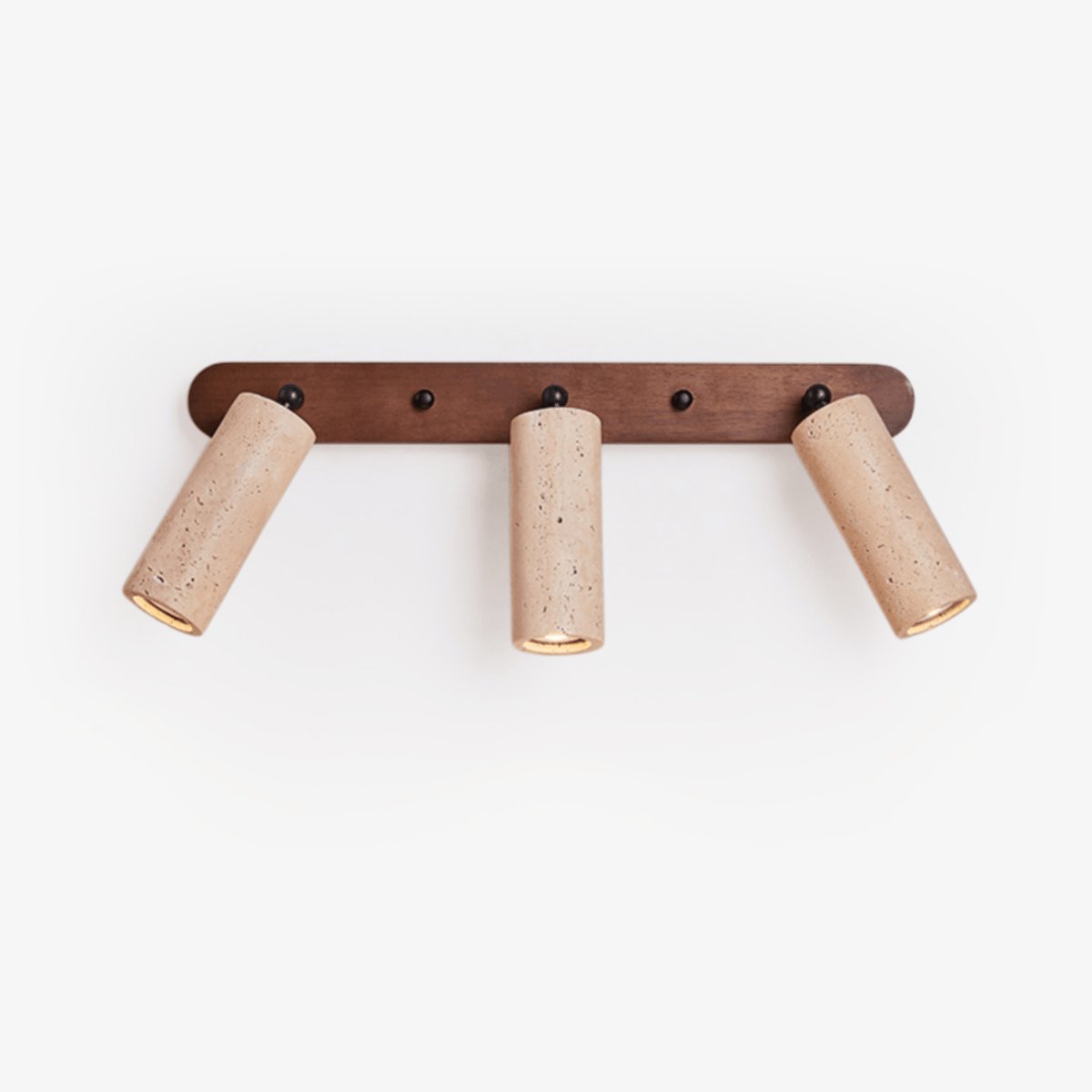 Travertine Triple Spotlight Wall Sconce in Walnut Wood