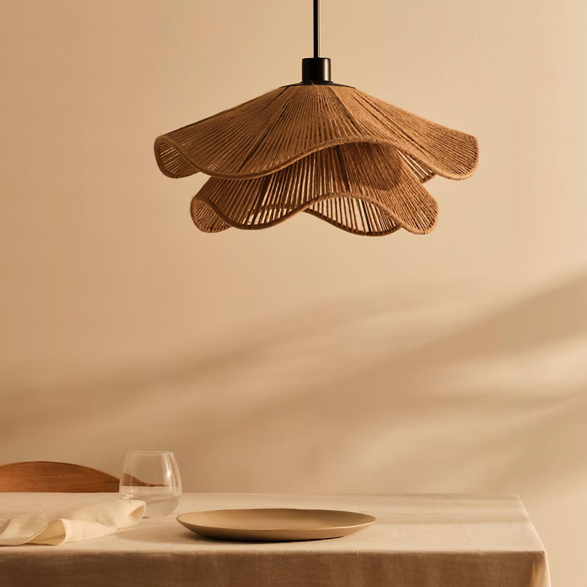 Vintage Straw Hat Petal Chandelier