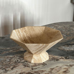 Facet Sculptural Marble Pedestal Bowl & Decorative Catchall Tray