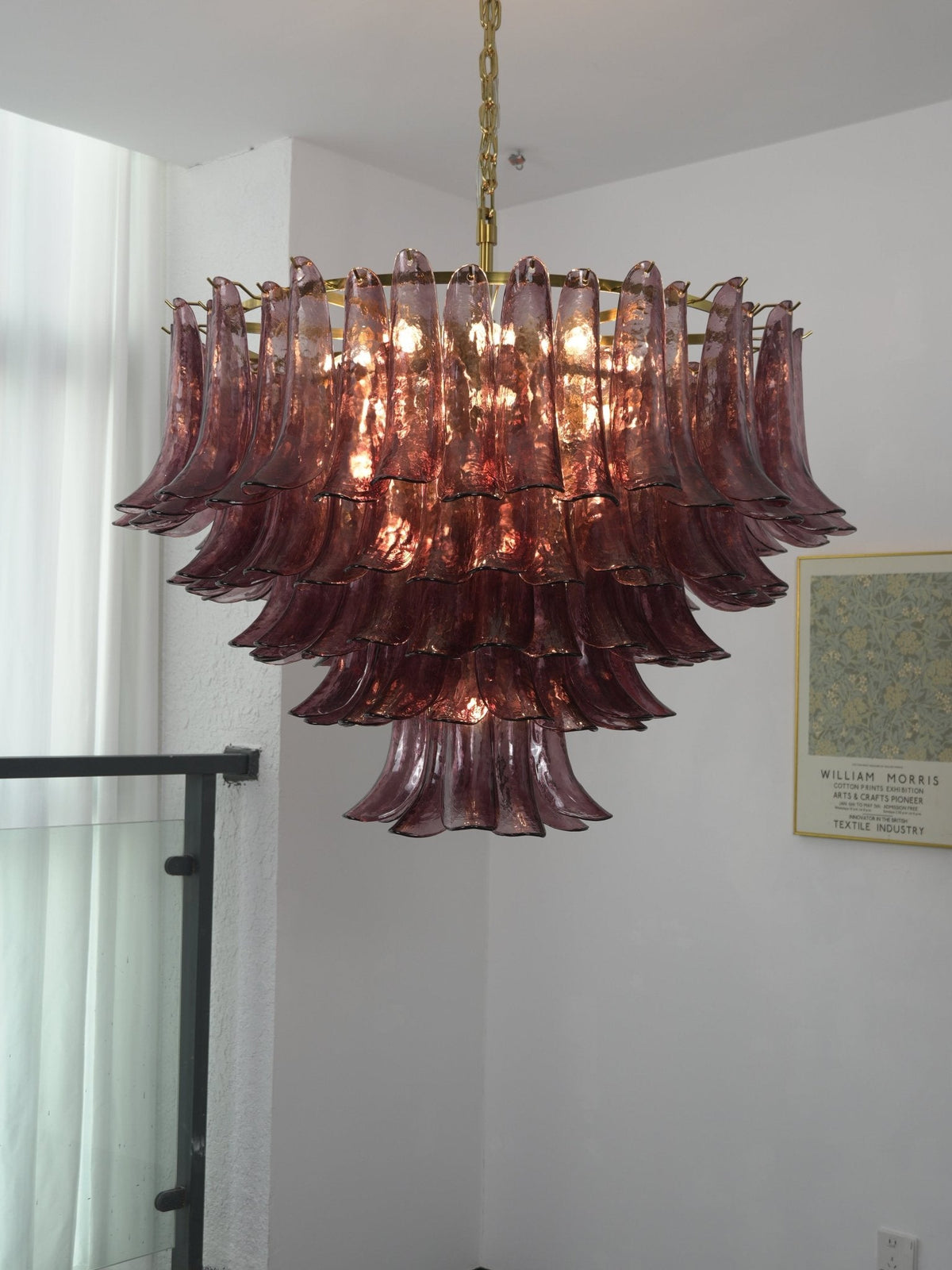 Amethyst Bloom Chandelier — Handcrafted Glass Petal Chandelier in Gold or Nickel