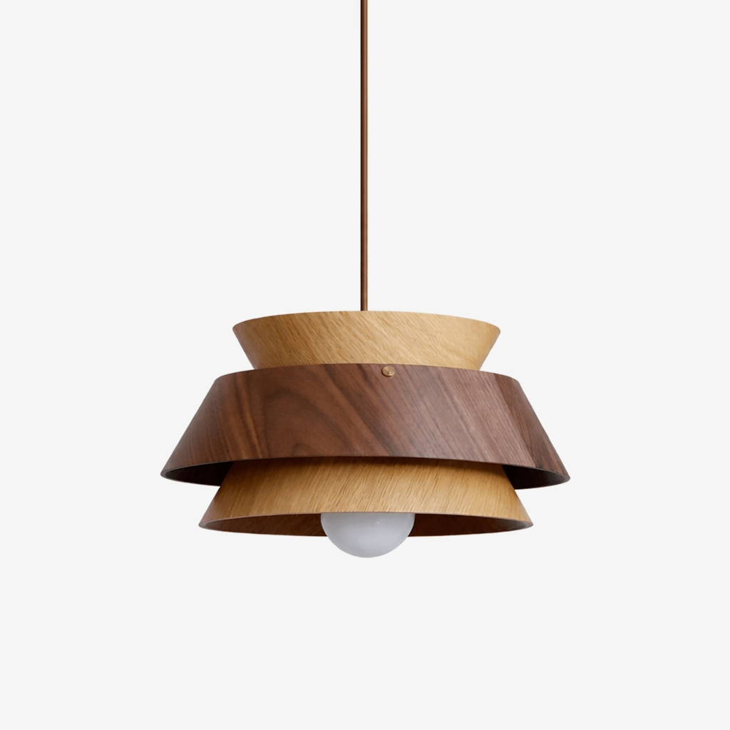 Torven Wood Pendant Light – Sculptural Layered Wooden Shade for Dining & Living Spaces