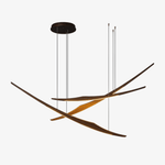 Skytrace Sculptural Wood LED Pendant Light, Modern Linear Chandelier