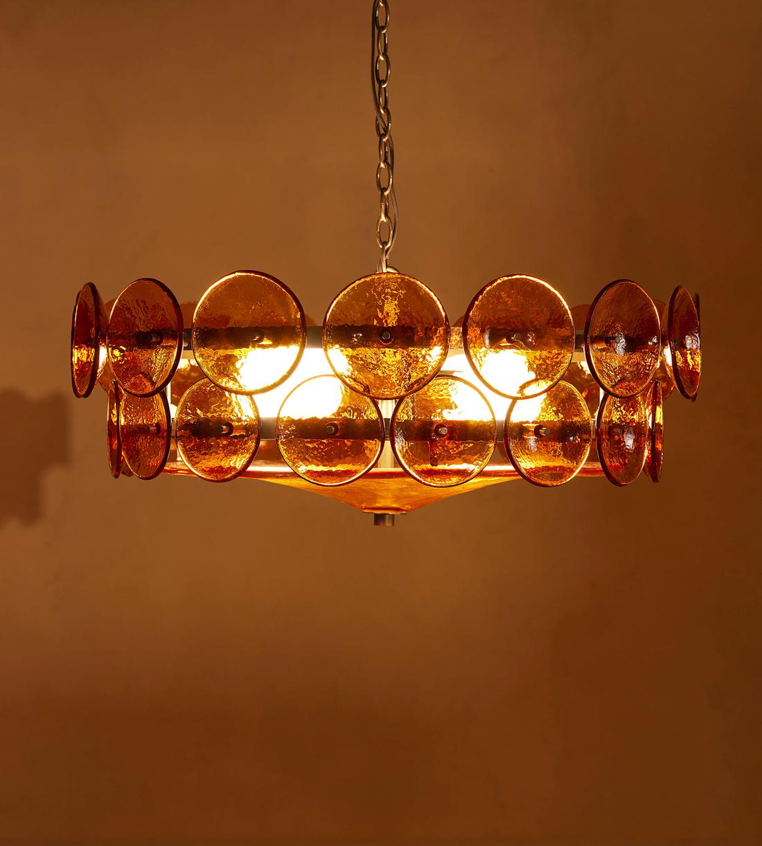 Solaris Disc Glass Chandelier – Two-Tier Gold & Murano-Style Glass Pendant