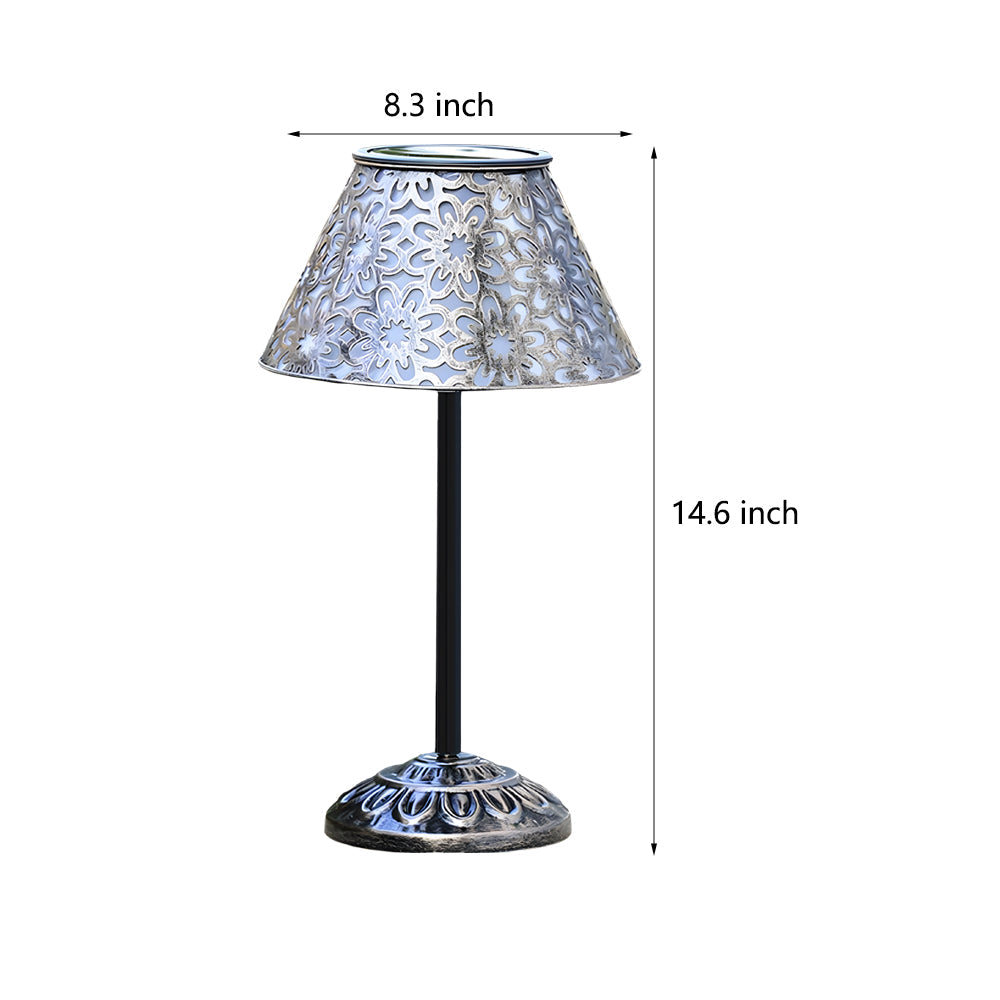 Aurelia Solar LED Table Lamp in Silver Metal for Outdoor Elegance