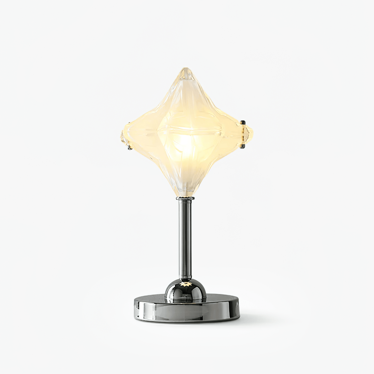 Lyra Star Table Lamp – Modern Glass Diffuser with Chrome Base for Bedside & Living Room