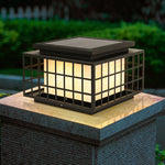 Stainless Steel Solar Pillar Lights with Alabaster Shade for Modern Courtyards