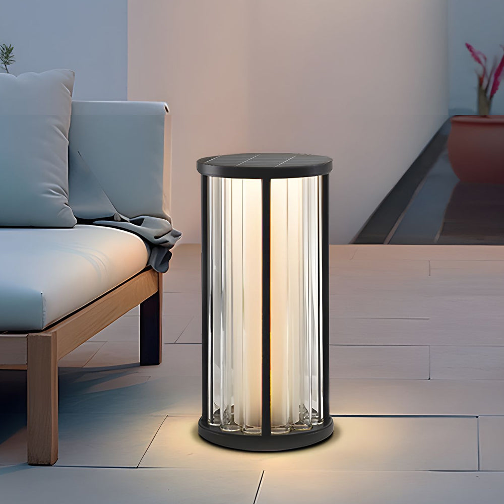 Cylinder Lantern Outdoor Pendant & Lawn Light with Solar or Hardwired Power
