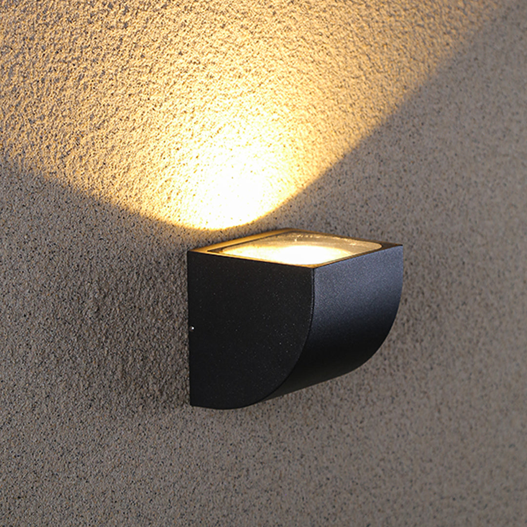 Geometric Outdoor Wall Sconce with Directional LED Light