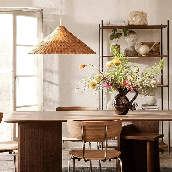 Boho Woven Scalloped Pendant Light