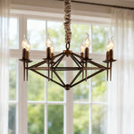 Nordic Brown Metal Chandelier with Acrylic Shades, 8-Light Candle Ceiling Fixture