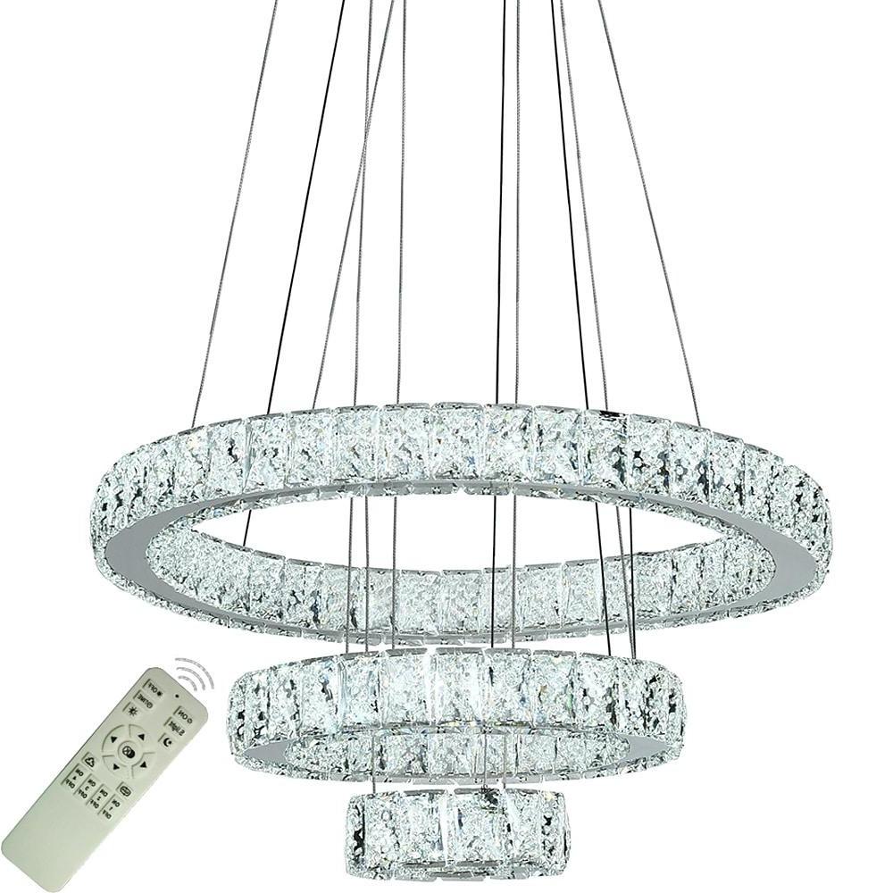 Modern 3 Tiers Circles Suspended Chandelier With Crystal Accents