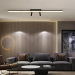 Unique 2 Spotlights Black Linear Semi Flush Mount Ceiling Led Light