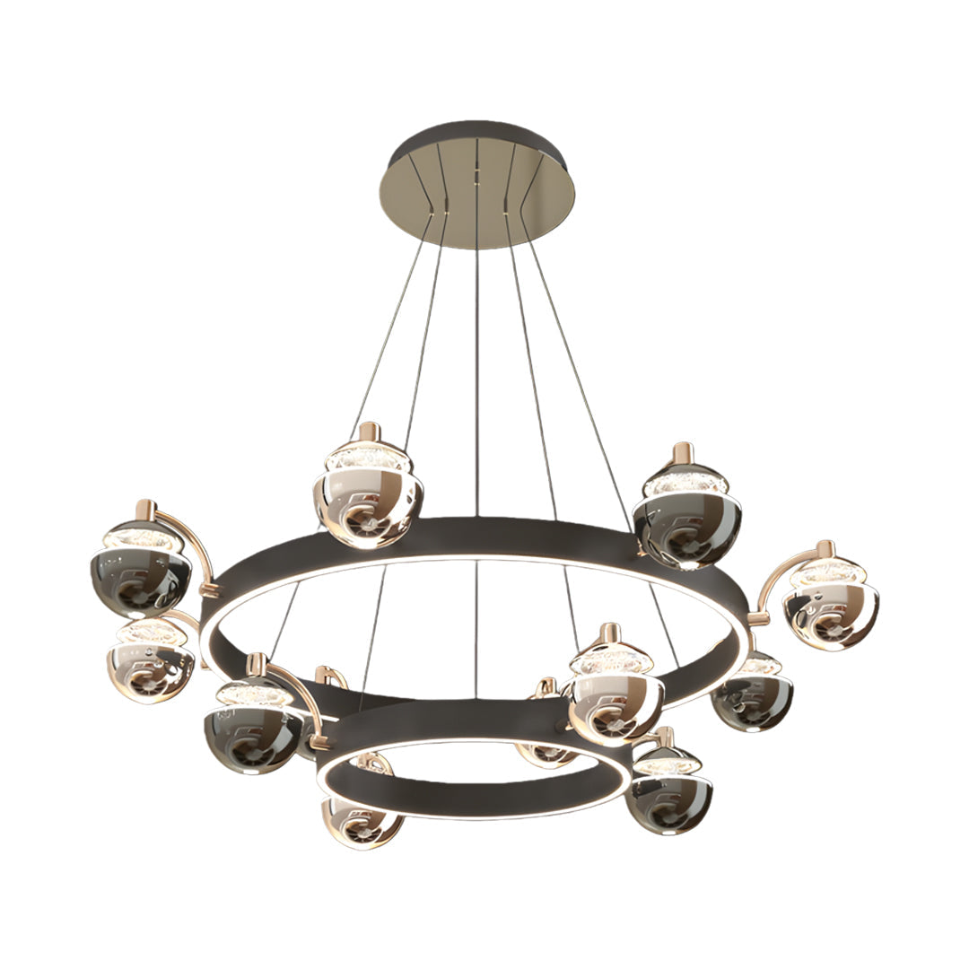 Aurelia Modern Chandelier in Black and Gold with LED Acrylic Shades