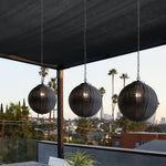 Black Woven Rattan Pendant Light, Waterproof Outdoor Hanging Lamp