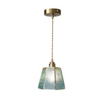 Brass and Glass Polygonal LED Pendant Light, Adjustable Nordic Chandelier