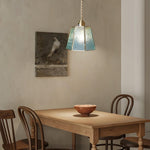 Brass and Glass Polygonal LED Pendant Light, Adjustable Nordic Chandelier