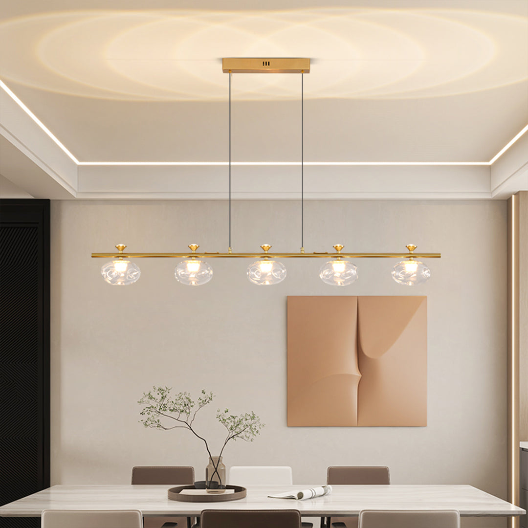 Linear Glass Chandelier Modern Minimalist Pendant Light for Dining Room and Living Room