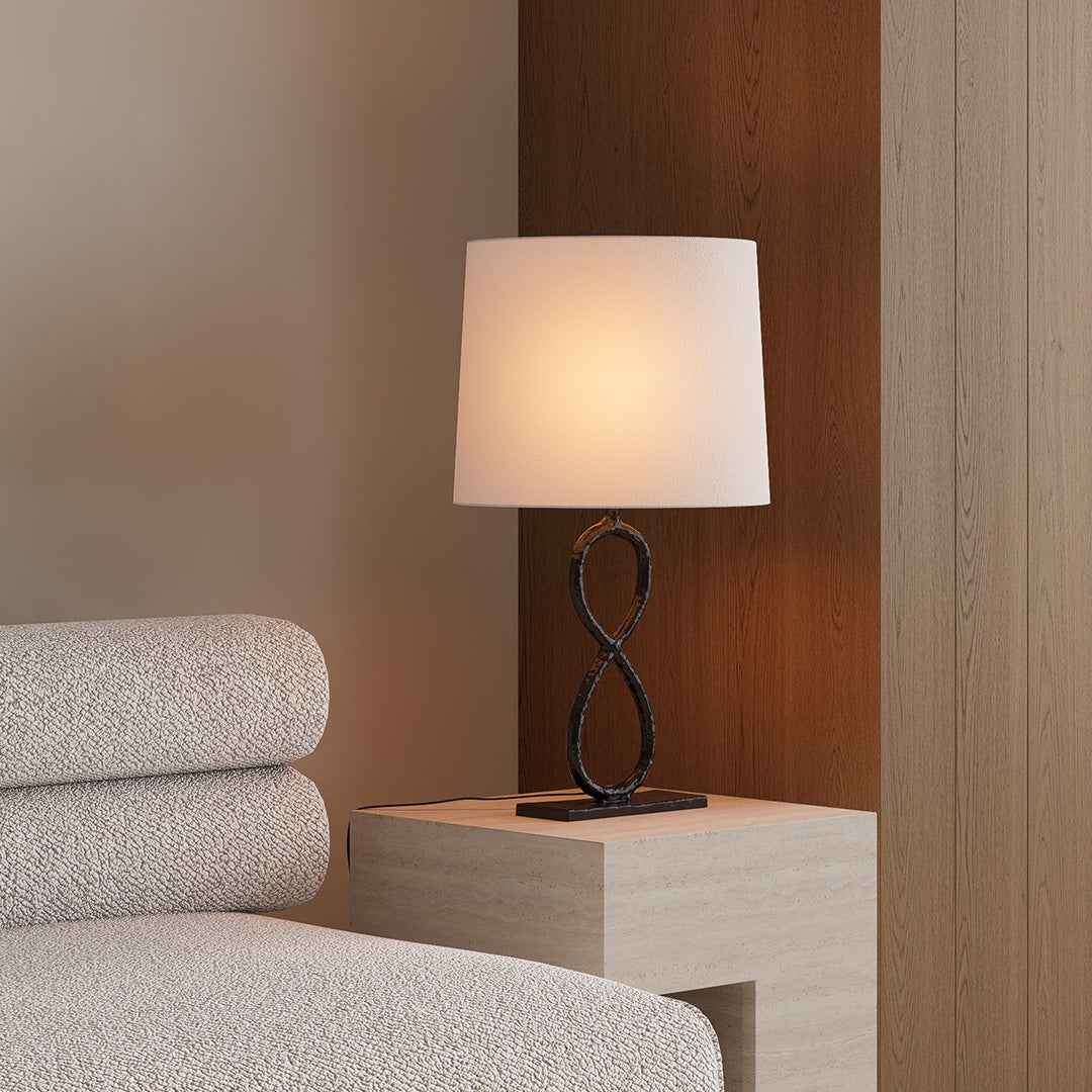 Bronze Table Lamp with Fabric Shade – European Luxury LED