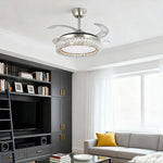 Lumière Crystal Ceiling Fan with Dimmable LED Light in Nickel