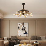 Nordic Crystal Ceiling Fan with 12 Lights and Retractable Blades