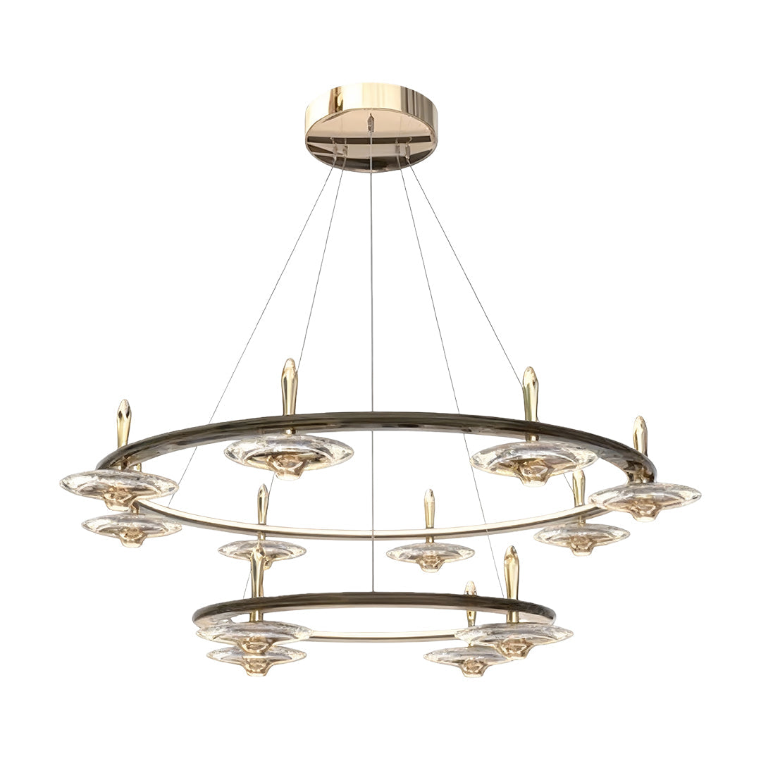 Lumière Cristalline Chandelier in Terracotta Gold with Pearl Black Crystal
