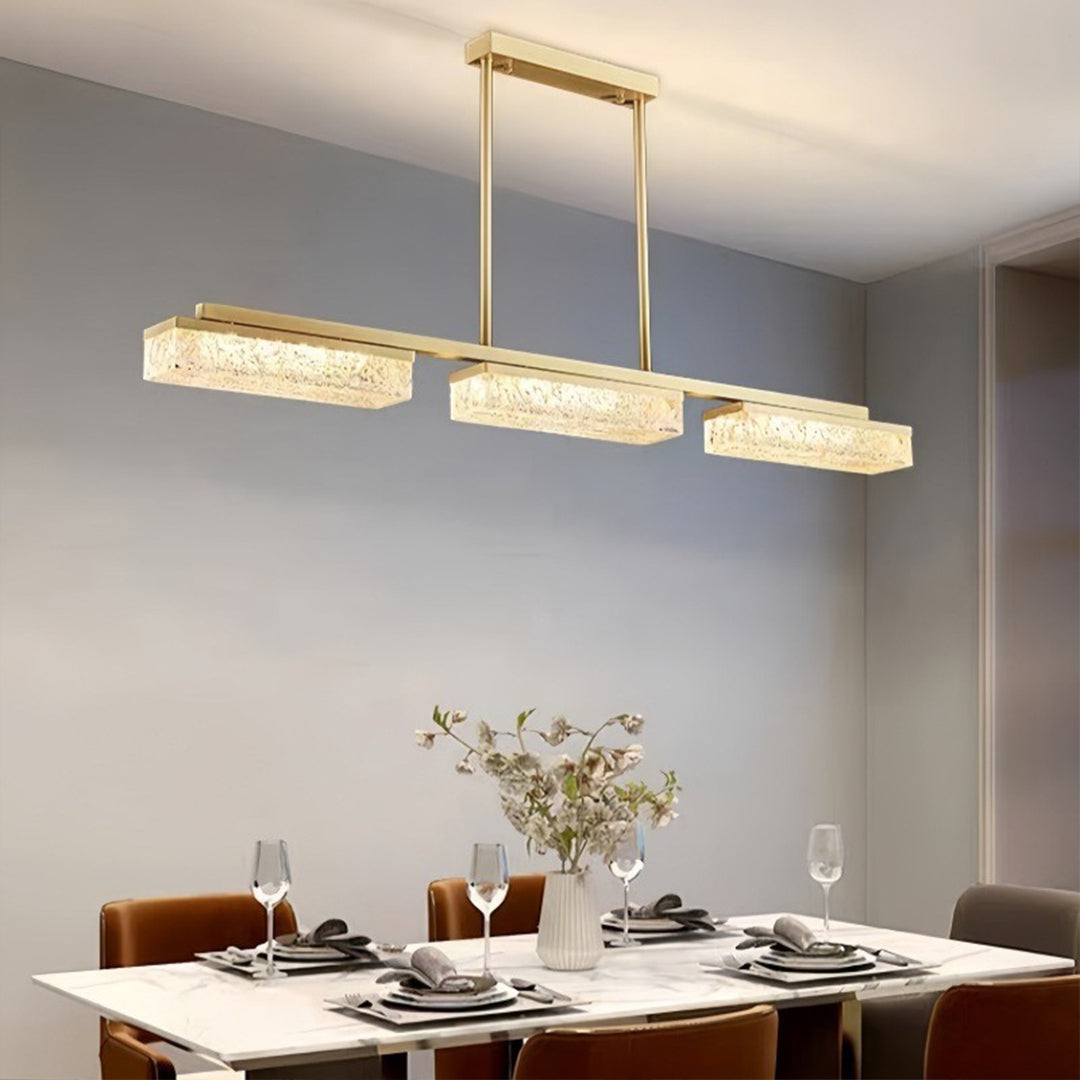 Linear Copper LED Pendant Light for Kitchen Island, 3-Color Adjustable