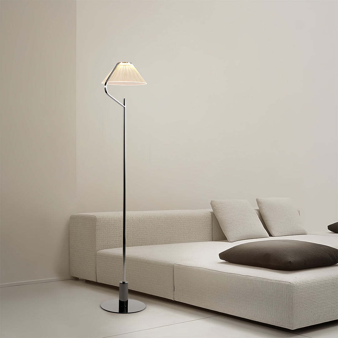 Lumina Chrome Floor Lamp with Acrylic Shade, Modern LED Standing Light