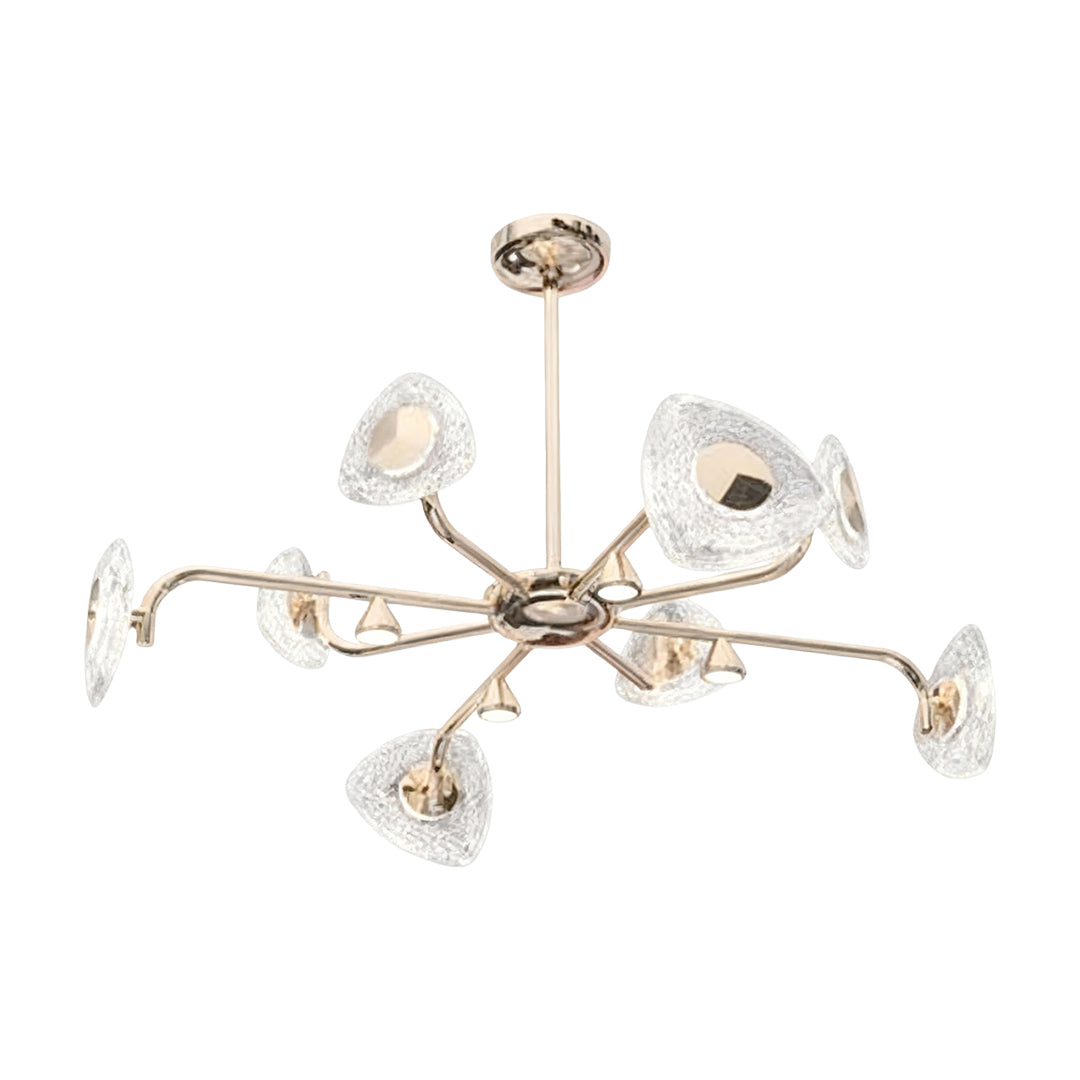 Crystal Vintage Chandelier with Terracotta Gold Frame and Full-Spectrum LED