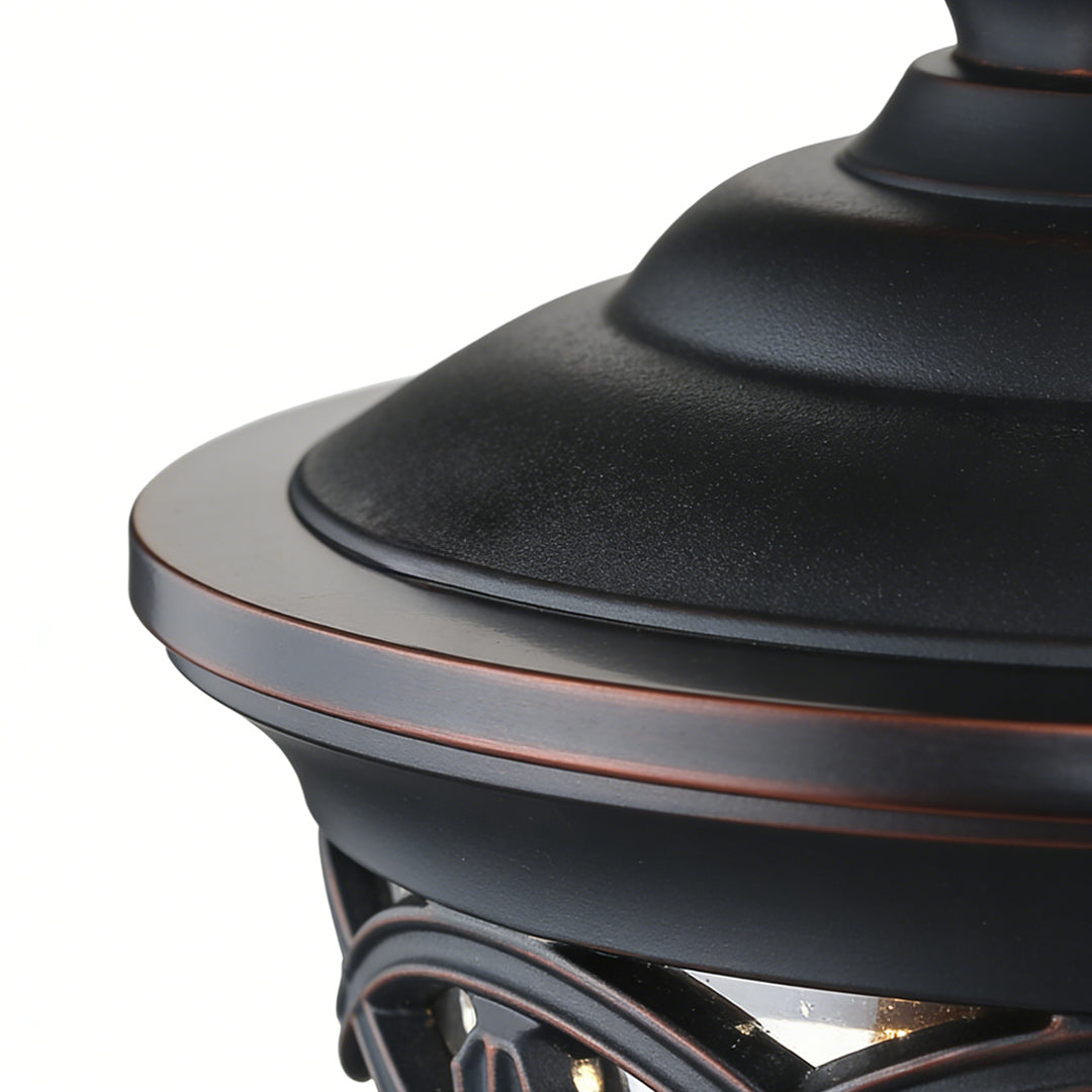 Outdoor Pendant Light with Adjustable Chain, Sand Black Aluminum & Clear Glass