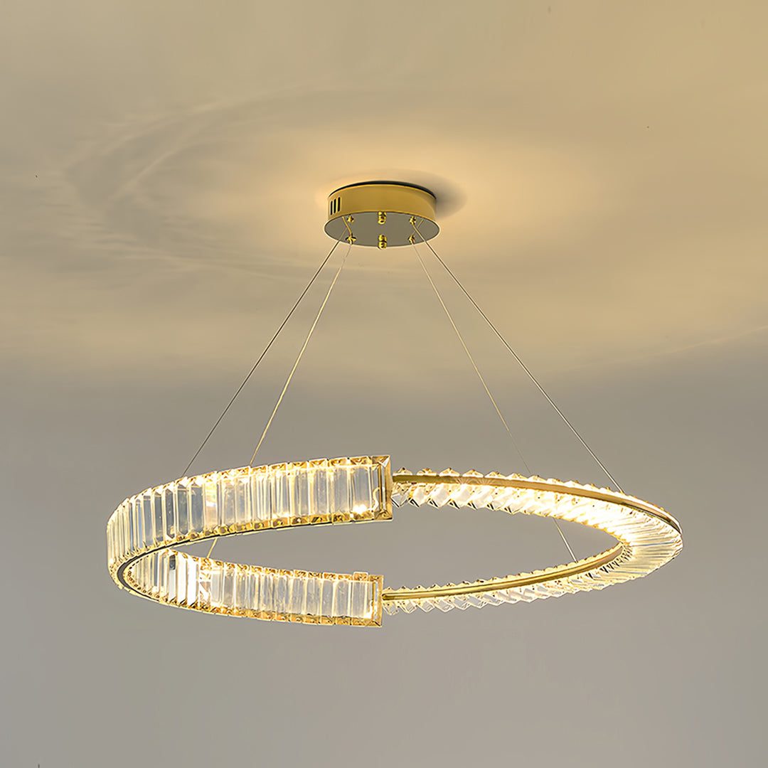Modern Gold Crystal Ring Chandelier with LED Dimmable Lighting