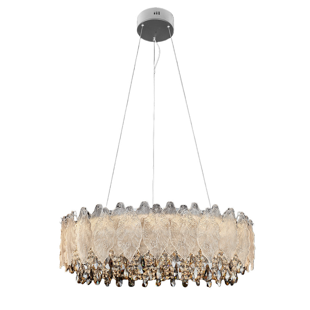 Champagne Gold Crystal Chandelier with Adjustable Chain, French Palace Style Ceiling Light