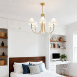 Gold Fabric Shade Chandelier with Copper Frame – 38 Inch Candle Chandelier