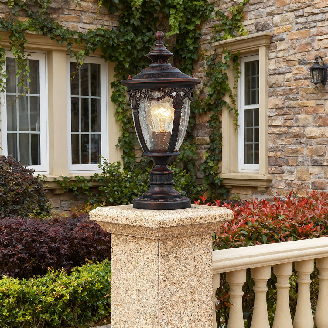 Outdoor Aluminum Column Pillar Light with Clear Glass Shade