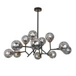 Aurelia Twelve-Light Glass Globe Chandelier in Black Iron
