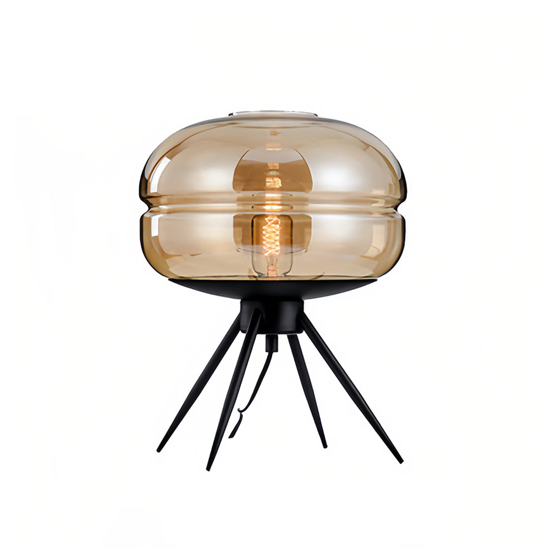 Nordic Glass Table Lamp with Four-Legged Iron Base for Modern Interiors
