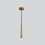Slim Cylinder LED Pendant Light in Gold or Black with Crystal Accents