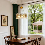 Luxury Gold LED Chandelier Round Modern Adjustable Ceiling Light