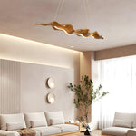 Wave Wood LED Pendant Light – Japanese Minimalist Chandelier