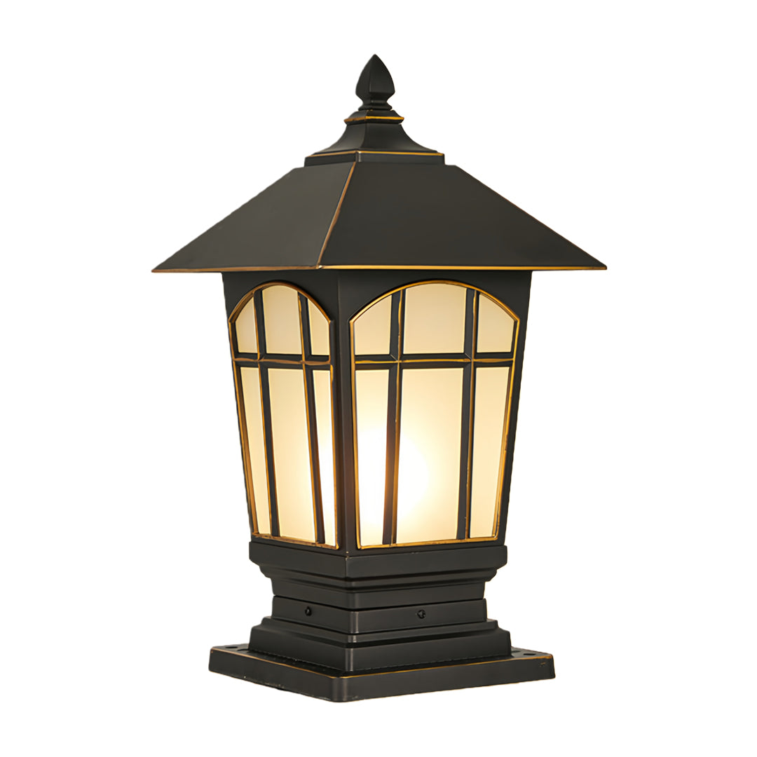 European Outdoor Pillar Light in Chestnut Aluminum with Clear Glass
