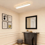 Linear Crystal LED Flush Mount Ceiling Light, Chrome Finish, Modern Minimalist