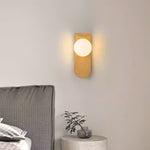 Mid-Century Wood Grain LED Wall Sconce with Spherical Shade