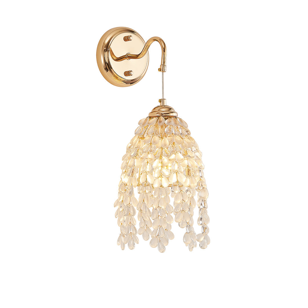 Luxury Crystal LED Wall Sconce, French Gold Minimalist Ambient Lighting for Bedroom & Living Room