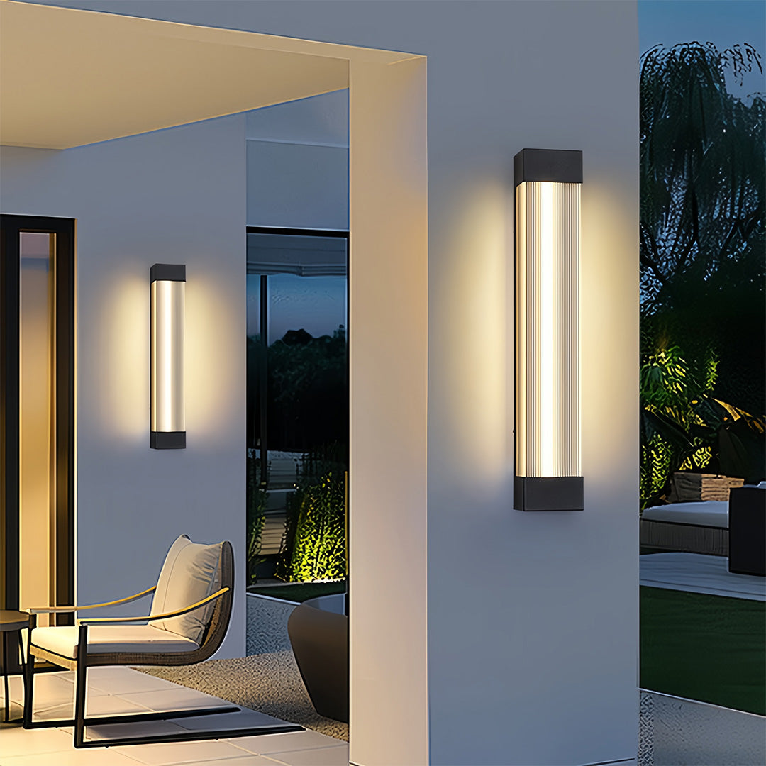 Linear Outdoor Wall Sconce – Waterproof LED Strip Light in Brushed Black