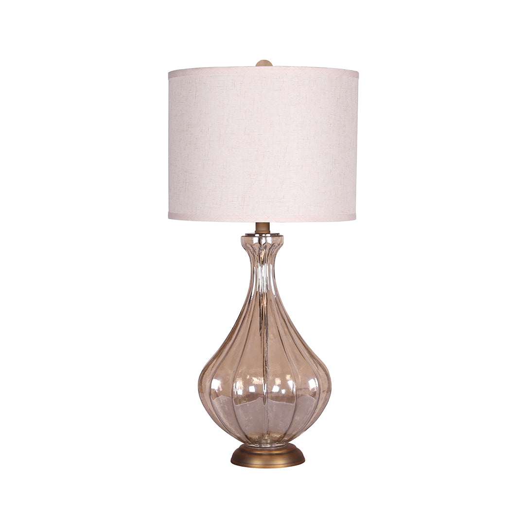Sculptural Glass Table Lamp with Linen Shade for Refined Interiors