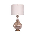 Sculptural Glass Table Lamp with Linen Shade for Refined Interiors