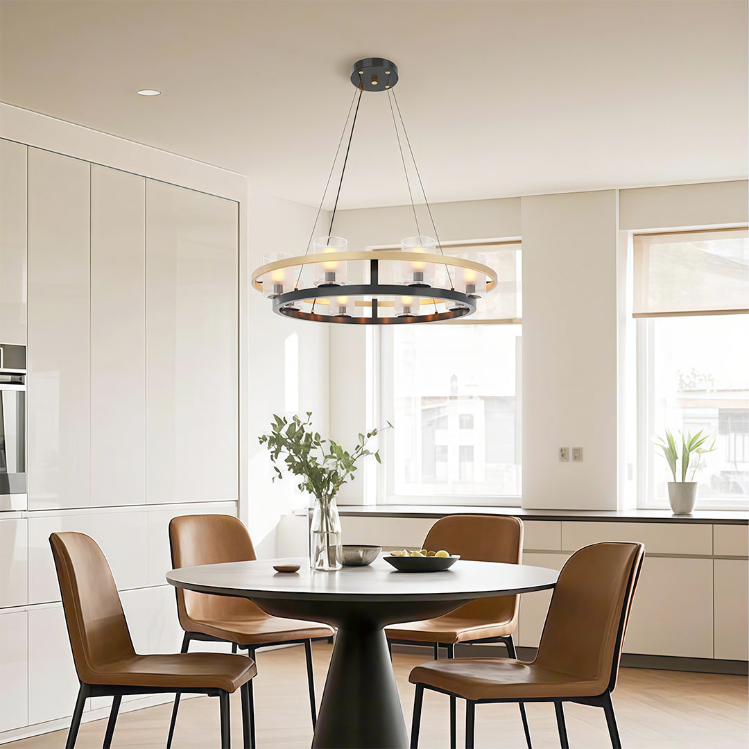 Aurelia Copper Modern Chandelier with Clear Glass Shades
